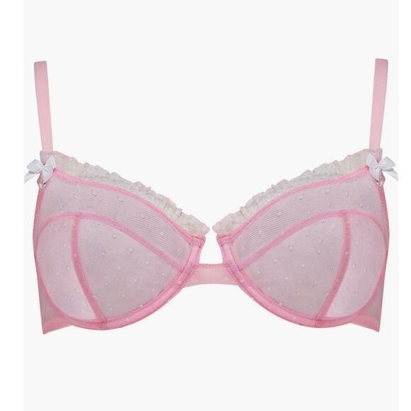 Scarlett Gasque Sheer Pink Polkadot Bra women’s size 34DD NEW - Picture 1 of 6
